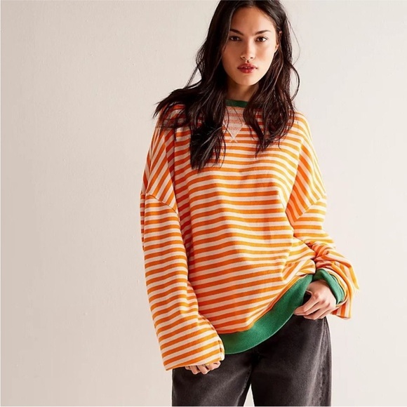 Free People Classic Striped Sweatshirt - Picture 2 of 8